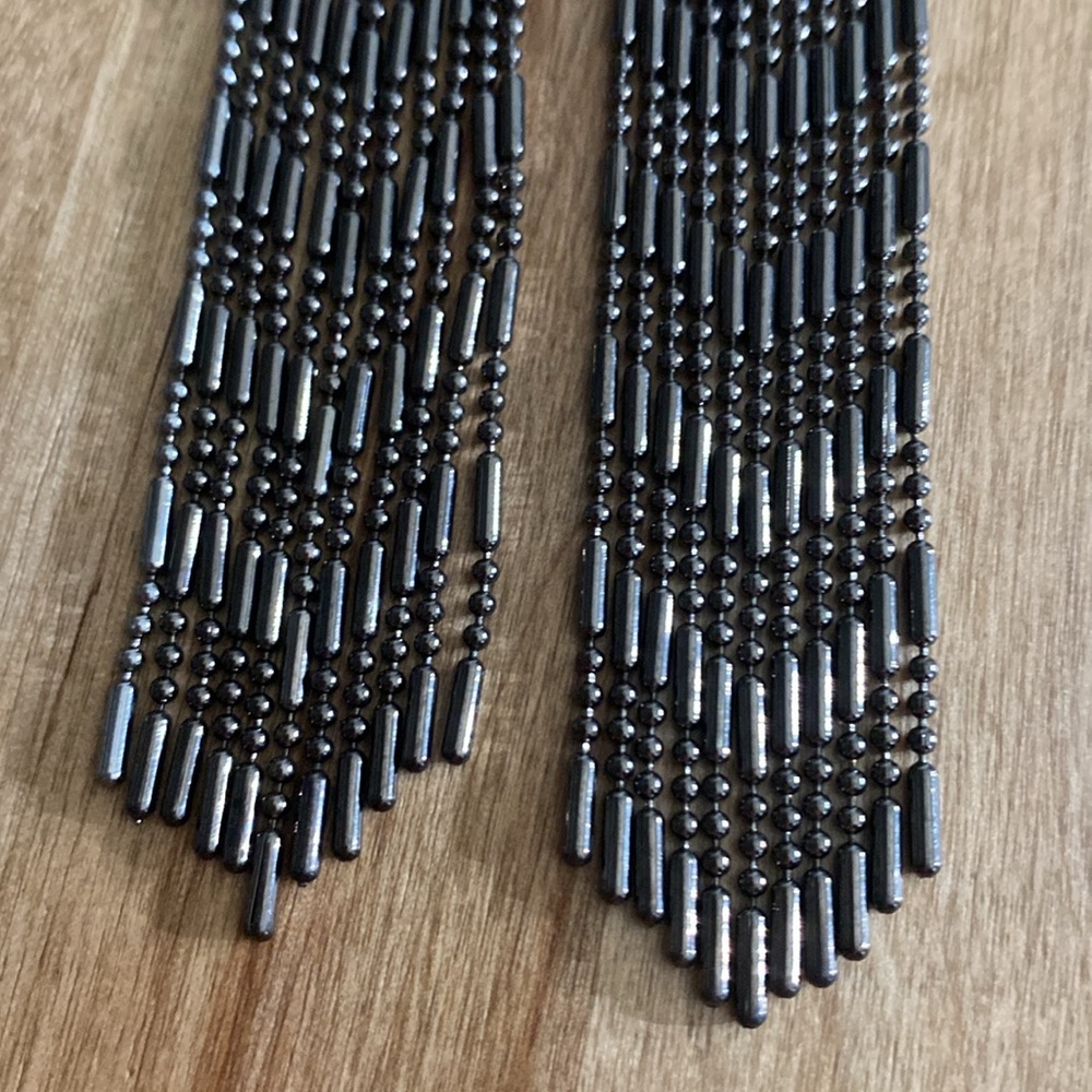 Gunmetal Black Rhinestone Hanging Earrings New - Picture 4 of 8